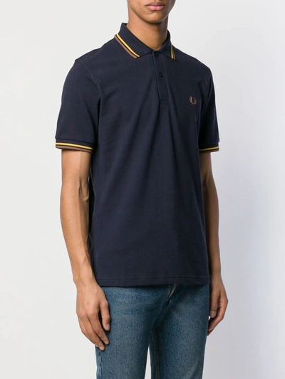 Shop Fred Perry Contrast Stripe Polo Shirt In Blue
