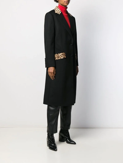 Shop Dolce & Gabbana Tailored Leopard Print Panel Coat In Black