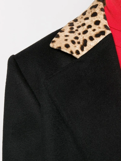 Shop Dolce & Gabbana Tailored Leopard Print Panel Coat In Black