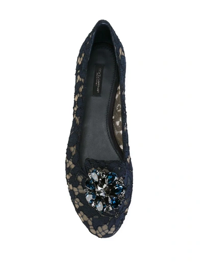 Shop Dolce & Gabbana Vally Taormina Lace Ballerina Shoes In Blue