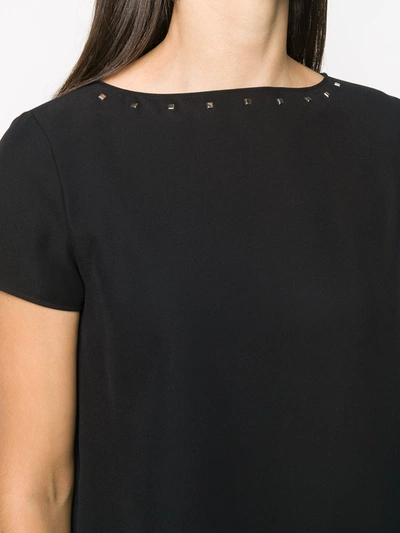 Shop Emporio Armani Studded Boat Neck T-shirt In Black