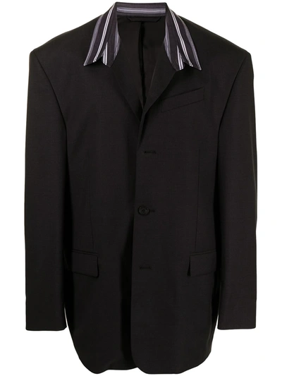 Shop Balenciaga Oversized Contrast-collar Blazer In Black