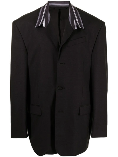 Balenciaga Oversized Contrast-collar Blazer In Black | ModeSens