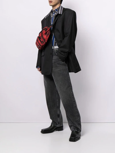 Oversized Contrast-collar Blazer In Black