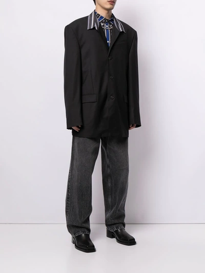 Balenciaga Oversized Contrast-collar Blazer In Black | ModeSens