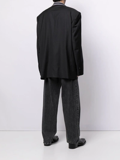 Shop Balenciaga Oversized Contrast-collar Blazer In Black