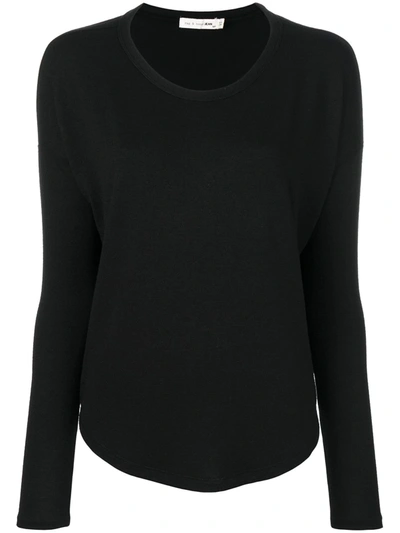 Rag & Bone Hudson Crewneck Long-sleeve Top In Black