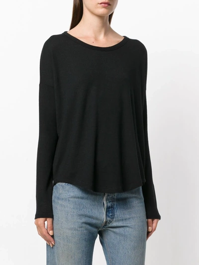 Rag & Bone Hudson Crewneck Long-sleeve Top In Black