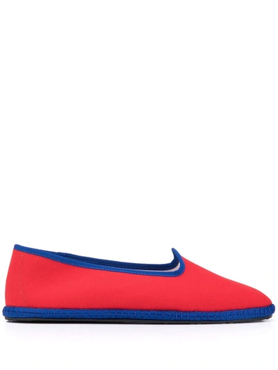 Shop Vibi Venezia Canvas Flat Loafers In Red