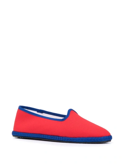 Shop Vibi Venezia Canvas Flat Loafers In Red