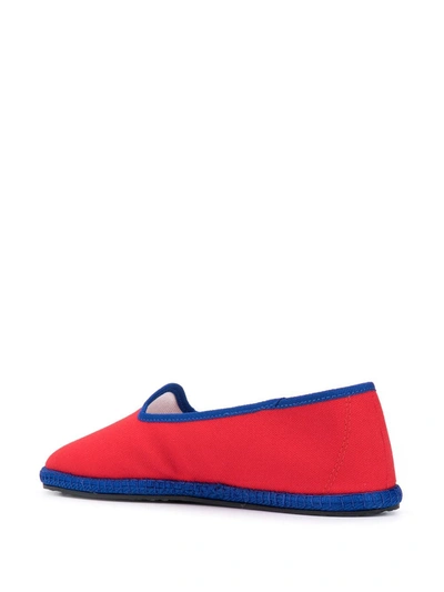 Shop Vibi Venezia Canvas Flat Loafers In Red