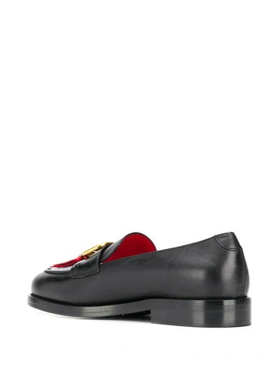 Shop Valentino Vring Loafers In Black
