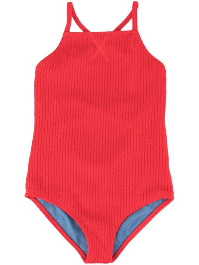 Shop Duskii Girl Yara Crisscross Swimsuit In Red