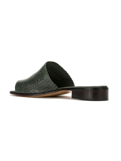 Shop Sarah Chofakian Textured Leather Mules In Black