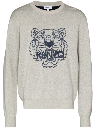 Shop Kenzo Tiger Logo-print Sweatshirt In Grey