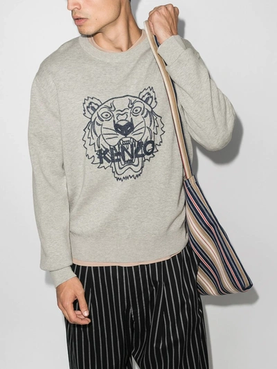 Shop Kenzo Tiger Logo-print Sweatshirt In Grey