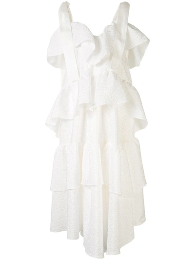 Shop Goen J Tiered Midi Dress In White