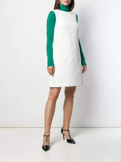 Shop Dolce & Gabbana Floral Jacquard Shift Dress In White