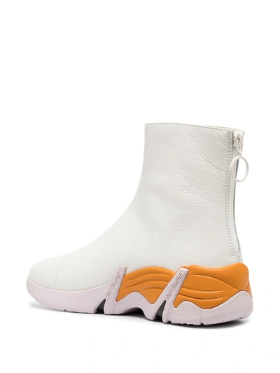 Shop Raf Simons Cylon Zip-up Ankle Boots In White