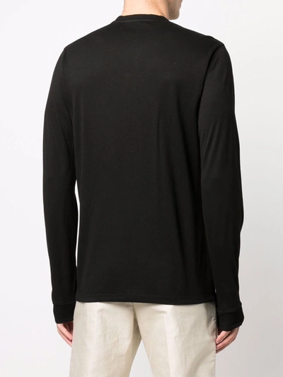 Shop Tom Ford Long-sleeve Henley T-shirt In Schwarz