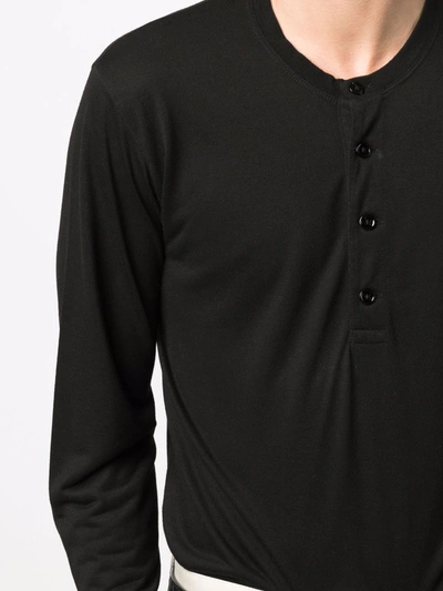 Shop Tom Ford Long-sleeve Henley T-shirt In Schwarz
