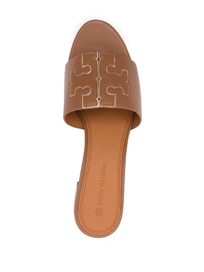 Shop Tory Burch Ines Logo-patch Sandals In Brown