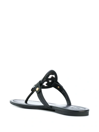 Tory Burch Leather Sandals With Logo On The Front In Black