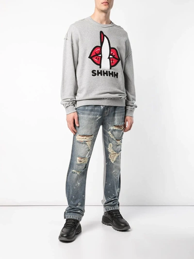 Mostly Heard Rarely Seen Shh Sweatshirt In Grey
