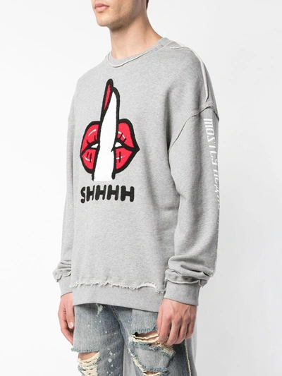 Mostly Heard Rarely Seen Shh Sweatshirt In Grey