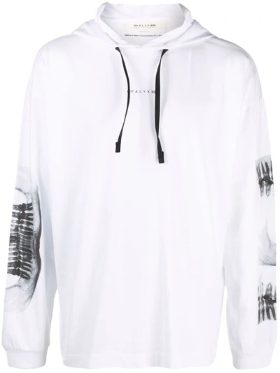 Shop Alyx X-ray Print Drawstring Hoodie In 白色