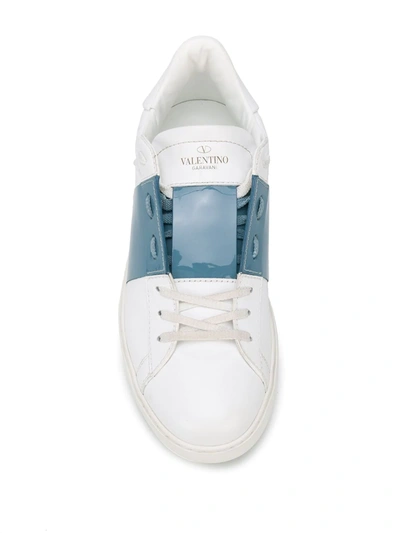 Shop Valentino Rockstud Open Sneakers In White