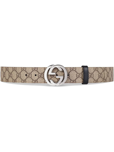 Shop Gucci Interlocking G-buckle Reversible Belt In Brown