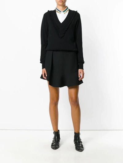 Barrie Romantic Timeless Cashmere V Neck Pullover In Black