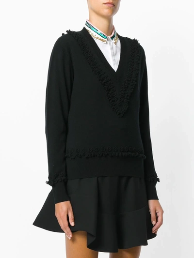 Barrie Romantic Timeless Cashmere V Neck Pullover In Black
