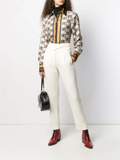 Shop Alberta Ferretti Logo Chain Print Shirt In Neutrals