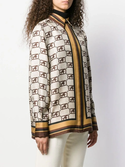 Shop Alberta Ferretti Logo Chain Print Shirt In Neutrals