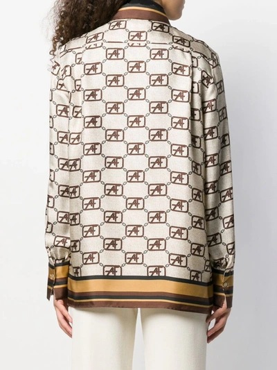 Shop Alberta Ferretti Logo Chain Print Shirt In Neutrals