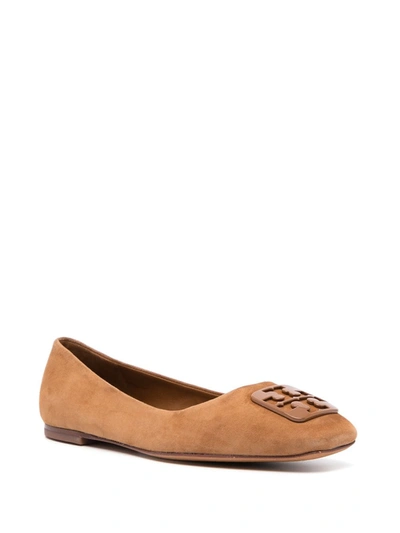 Tory Burch Georgia Square-toe Suede Ballet Flats In Brown