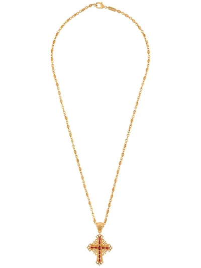 Shop Dolce & Gabbana Embellished Crucifix Necklace In Gold