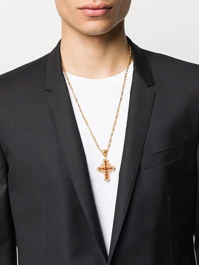 Shop Dolce & Gabbana Embellished Crucifix Necklace In Gold