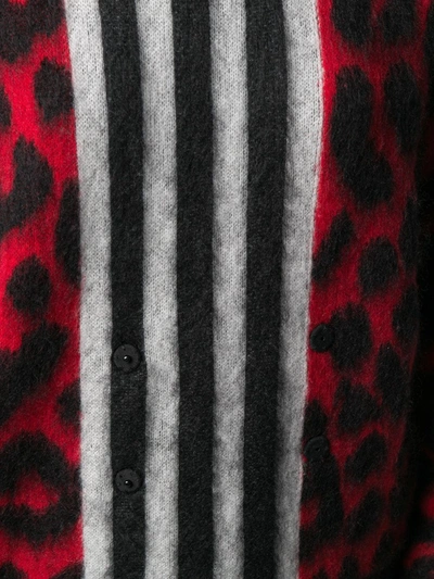 Shop N°21 Leopard Pattern Striped Jumper In Red