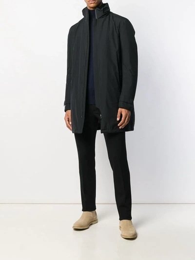 Shop Herno Stand-up Collar Coat In Black