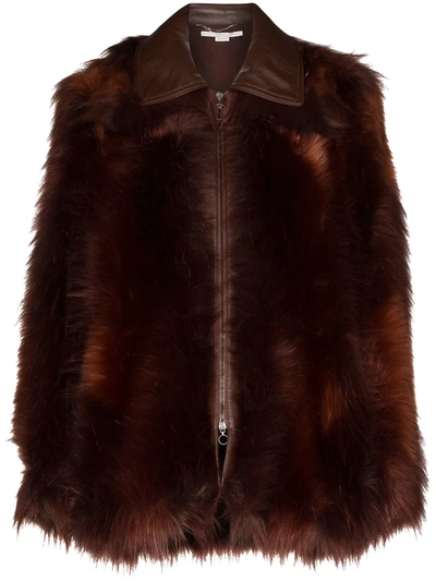 Shop Stella Mccartney Faux-fur Zip-front Coat In Brown