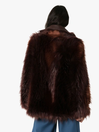 Shop Stella Mccartney Faux-fur Zip-front Coat In Brown