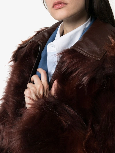 Shop Stella Mccartney Faux-fur Zip-front Coat In Brown