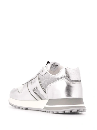 Hogan Metallic Ribbed Panel Sneakers In Silver