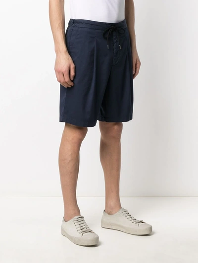 Shop Giorgio Armani Drawstring Waist Bermuda Shorts In Blue