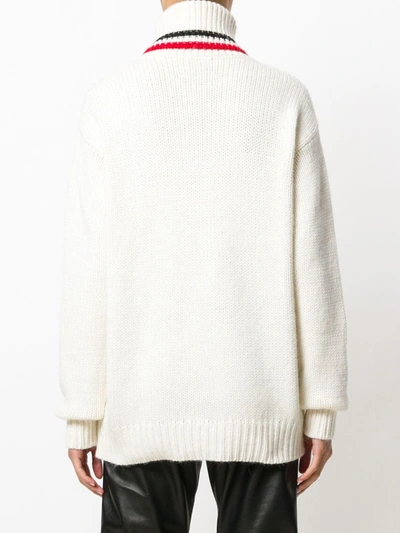 Shop Moncler Logo Patch Roll-neck Sweater In White