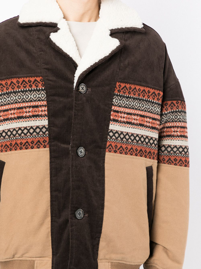 Shop Five Cm Faux-fur Lining Button Jacket In Braun