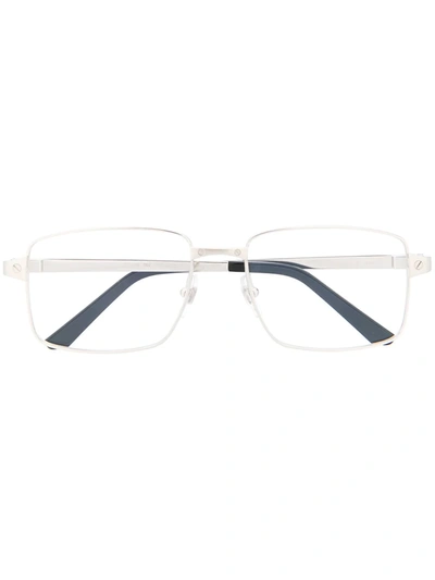Shop Cartier Bolt Frame Glasses In Silver